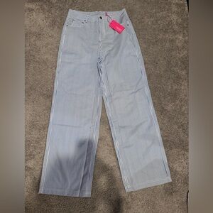 NWT Terez Twill Pant Blue Stripe